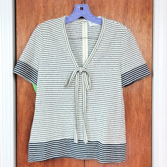 Vintage 1960s Deadstock Striped Two Piece Knit Skirt Set - Picture 5 of 10